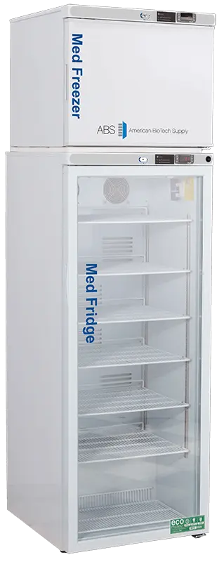 ABS Upright Pharmacy Refrigerator/Freezer PH-ABT-HC-RFC12G with glass door labeled 'Med Fridge' on a white background