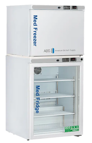 ABS Upright Pharmacy Refrigerator/Freezer PH-ABT-HC-RFC7 with ABS American Biotech Supply branding on a white background