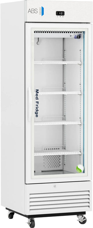 ABS Upright Pharmacy Refrigerator PH-ABT-VS-S16G with glass door labeled 'MedFridge' on a white background