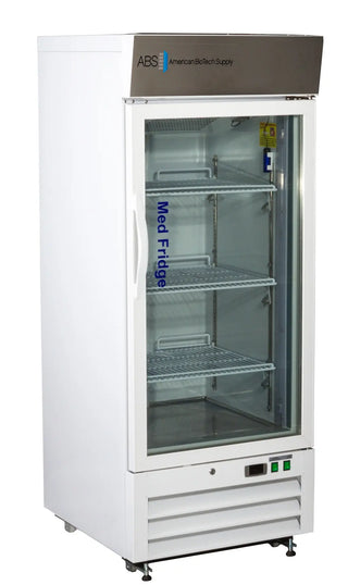 ABS Upright Refrigerator PH-ABT-HC-S12G with glass door on a white background