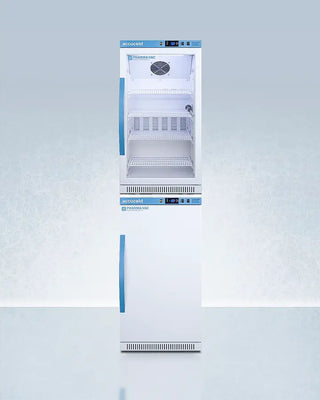 Accucold ARG31PVBIADA-AFZ2PVBIADASTACK 20" Wide Performance Series All-Refrigerator/Freezer Combination on a light blue background