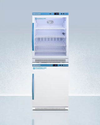 Accucold ARG6PV-AFZ5PVBIADASTACK 24" Wide Performance Series All-Refrigerator/Freezer Combination with 'AccuCold' branding on a light blue background
