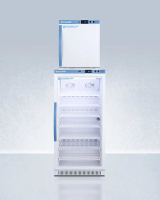 Accucold ARG8PV-AFZ1PVSTACK 24" Wide Performance Series All-Refrigerator/Freezer Combination with digital controls on a white background