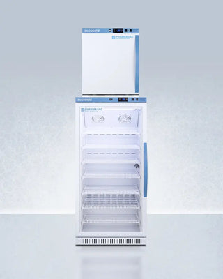 Accucold ARG8PV-AFZ1PVSTACKLHD 24" Wide Performance Series All-Refrigerator/Freezer Combination with digital display on a white background