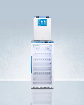Accucold ARG8PV-FS30LSTACKMED2 24" Wide All-Refrigerator/Freezer Combination with blue labels on a light gray background
