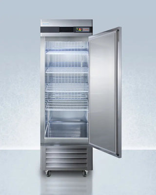 Accucold ARS23ML 23 Cu.Ft. Upright Pharmacy Refrigerator, 2 to 10ºC with open door on a light gray background