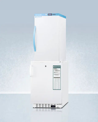 Accucold ARS3PV-ADA305AFSTACK 20" Wide Vaccine Refrigerator/Freezer Combination with digital display on a light blue background