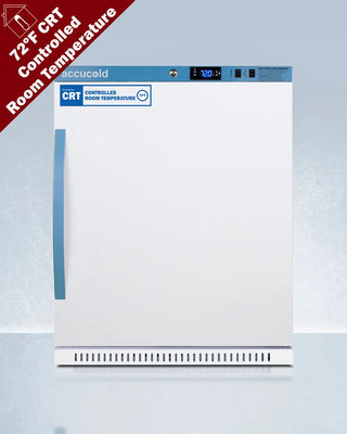 Accucold ARS62PVBIADA-CRT 6 Cu.Ft. Upright Controlled Room Temperature Cabinet on a light blue background