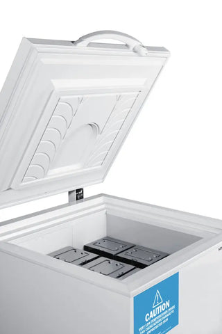 Open Accucold LAB11R9 4.8 Cu.Ft. -85ºC Ultra Low Chest Freezer with a white background