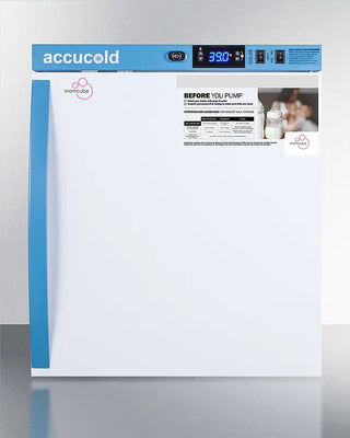 Accucold MLRS1MC 1 Cu.Ft. Countertop MOMCUBE® Breast Milk Refrigerator with digital display on a white background