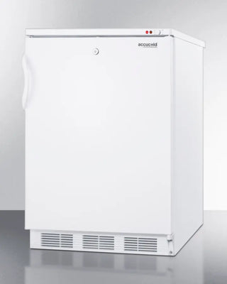 White Accucold VT65ML 24" Wide All-Freezer, 3.5 cu.ft. with 'Accucold' branding on a gray background