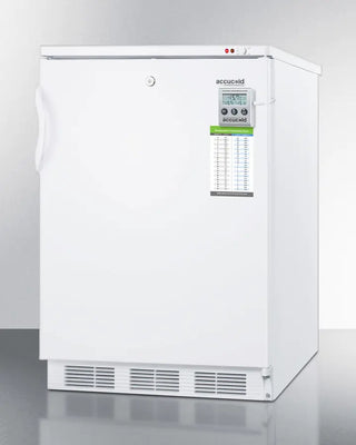 White Accucold VT65MLBIMED 24" Wide Built-In All-Freezer with digital display on a gray background