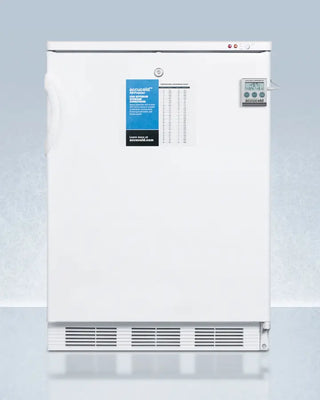 White Accucold VT65MLBIPLUS2 24" Wide Built-In All-Freezer with blue label on a light gray background