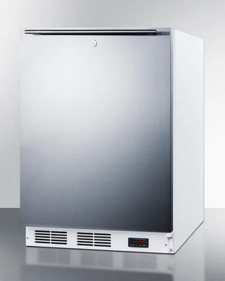 Stainless steel Accucold VT65MLBISSHHADA 24" Wide Built-In All-Freezer on a white background