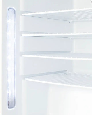Accucold ADA404REFSSHVLHD 20" ADA refrigerator installed under counter in clinical setting