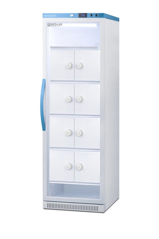Accucold ARG15MLLOCKER 24" Upright Laboratory Refrigerator with 8 Interior Lockers and Glass Door, 15 Cu. Ft.