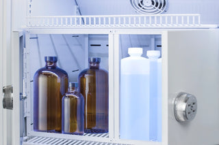 Accucold ARG15MLLOCKER 24" Upright Laboratory Refrigerator with 8 Interior Lockers and Glass Door, 15 Cu. Ft.