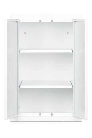 Accucold CAB1218TALLWH 12" Wide Wall Cabinet, White Metal French Door Storage Cabinet with Two Pull-Out Shelves
