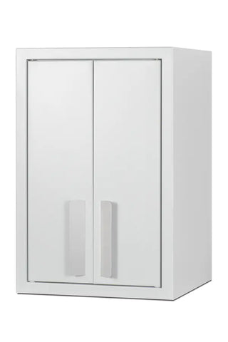 Accucold CAB1218TALLWH 12" Wide Wall Cabinet, White Metal French Door Storage Cabinet with Two Pull-Out Shelves