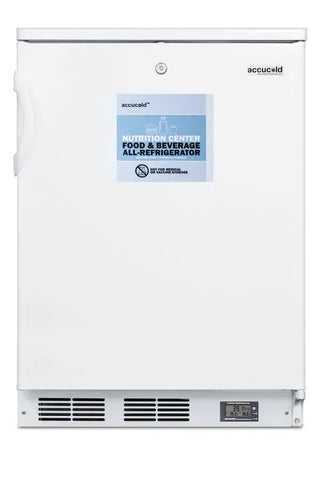 Accucold FF6LW7NZ 24" Wide All-Refrigerator Nutrition Center Series NSF-7 Approved, NIST Calibrated Thermometer, 5.5 cu.ft.
