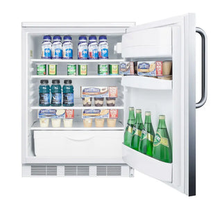 Accucold FF6LW7SSTB 24" Wide All-Refrigerator with Stainless Steel Wrapped Door and Towel Bar Handle, 5.5 cu.ft.