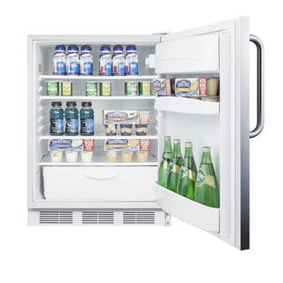 Accucold FF6LW7SSTBADA 24" Wide ADA Height All-Refrigerator with Stainless Steel Wrapped Door, 5.5 cu.ft.