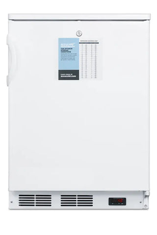 Accucold FF6LWPRO 24" Wide All-Refrigerator PRO Series with Digital Thermostat and Internal Fan, 5.5 cu.ft. 
White freezer with a control panel 