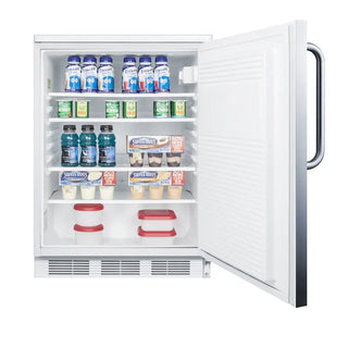 Accucold FF7LWSSTB 24" Wide All-Refrigerator with Stainless Steel Wrapped Door and Towel Bar Handle, 5.5 cu.ft.