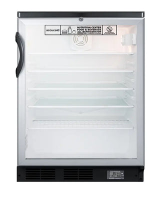 Accucold SCR600BGLBINZ 24" Wide Built-In Beverage Center Nutrition Center Series with NIST Calibrated Thermometer, 5.5 cu.ft.