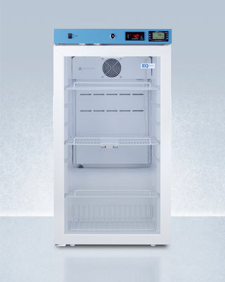 Laboratory refrigerator with digital display on a white background