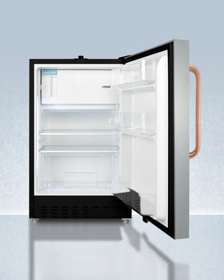  Accucold ADA302BRFZSSTBC 21" Undercounter Medical Refrigerator/Freezer empty refrigerator with open door on a light blue background