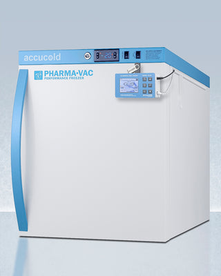 Pharma-Vac freezer with Accucold branding on a light gray background