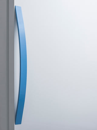 Close-up of a Accucold AFZ2PVBIADADL2B Vaccine Freezer handle on a white background