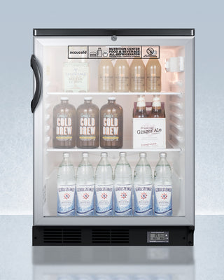 Accucold SCR600BGLNZ 24" Undercounter All Refrigerator w/ 1 Section, 1 Glass Door, 5.5 Cu. Ft.