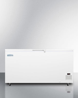 Accucold EL51LT White chest freezer on a gray background