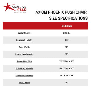 Adaptive Star Axiom PHOENIX Special Needs Foldable All-Terrain 3 Wheeled Push Chair, Red or Royal Blue