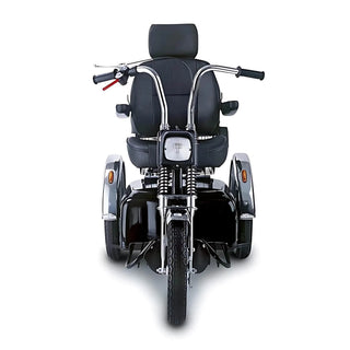 Black Afikim Afiscooter SE Standard 3-wheel mobility scooter front view on white background