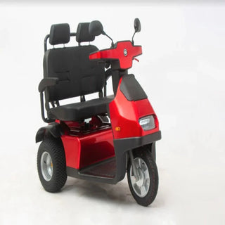 Afikim Afiscooter FTS3680 S3 Duo 3-Wheel Mobility Scooter in Red with 33-Inch Dual Seat