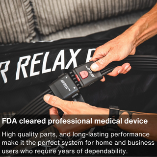 Air Relax Pro AR-4.0 hose bundle being connected to the leg sleeve