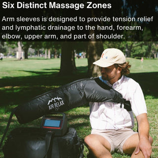 Man wearing the Air Relax Pro arm sleeve outdoors
