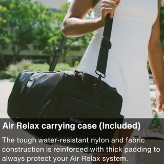 Air Relax carrying case carried over the shoulder