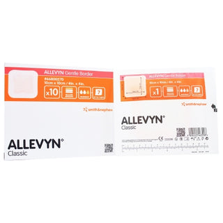Allevyn 834360_CS Foam Dressing Gentle Border 4X4 In. w/Border Silicone Gel Adhesive Squarepackaging on a white background