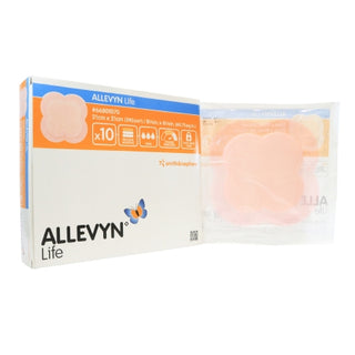 Allevyn Life 834488_CS Foam Dressing 8-1/4 X 8-1/4 Inch With Border Film Silicone Quadrilobe Sterile packaging on a white background
