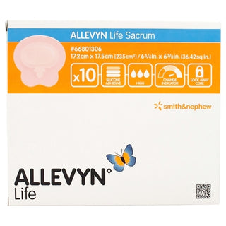 Box of Allevyn Life 839950_CS Foam Dressing 7 X 7 Inch With Border Film Silicone Sacral Sterile