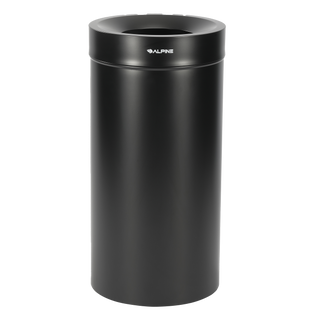 Alpine Industries ALP475-27 matte black open top steel can, front view