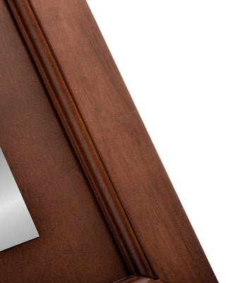 Alpine Industries ALP499 wet floor sign close-up of the wood frame edge, stainless steel version