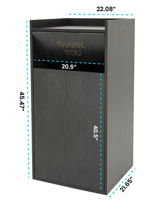 Alpine Industries ALP476-BLK dimension diagram of the woodgrain waste enclosure