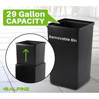Alpine Industries ALP4450-BLK-KIT38 graphic of the removable black liner lifting out of the bin