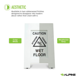 Alpine Industries ALP499G split view comparing the crisp white and weathered grey rubberwood finishes