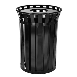 Alpine Industries ALP479-38 angled front view of the black outdoor receptacle with lid on